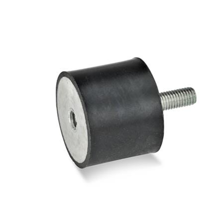 GN351-20-25-M6-ES-55 Rubber Bumper Internal Thread And Threaded Stud